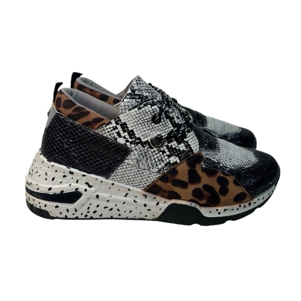 Womens La Sheelah Leopard‎ Cheetah Snake Chunky Sexy Wedge Sneakers Size 9